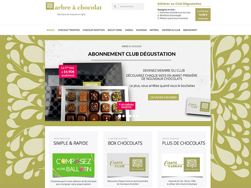 Création de la boutique en ligne Arbre à Chocolat